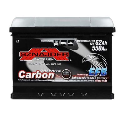 Автомобильный аккумулятор SZNAJDER Carbon Start Stop EFB (L2) 62Аh 550А R+ 562 05